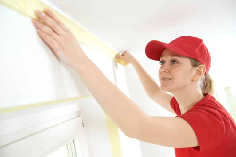 How do you tape a ceiling for painting?